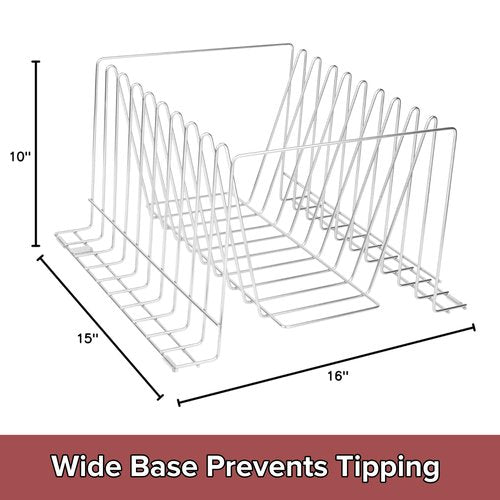 Thirteen Chefs Stainless Steel Cutting Board Rack - Ten 1" Slots fits Baking Sheets, Pans and Lids - Commercial Grade Organizer and NSF Stamped for Restaurants and Kitchens