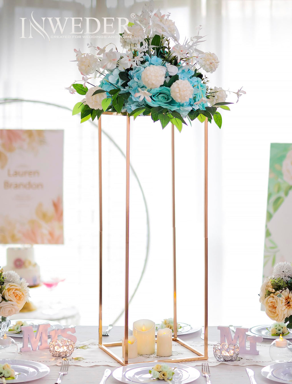Inweder Gold Plant Stand Indoor: 31.5” Tall Pedestal Stand for Wedding Centerpieces Party Event Center Pieces Decoration for Table Home Decor 2 PCS