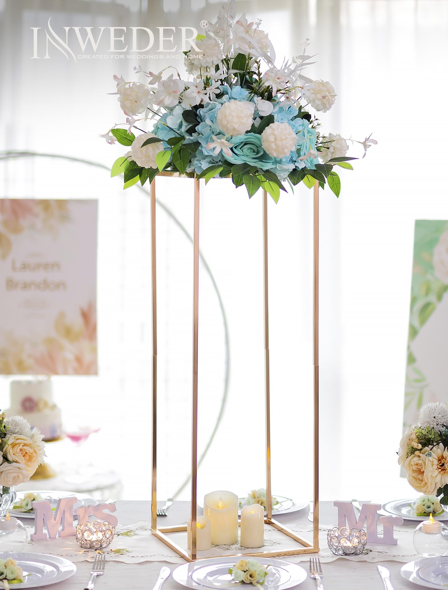 Inweder Gold Plant Stand Indoor: 31.5” Tall Pedestal Stand for Wedding Centerpieces Party Event Center Pieces Decoration for Table Home Decor 2 PCS