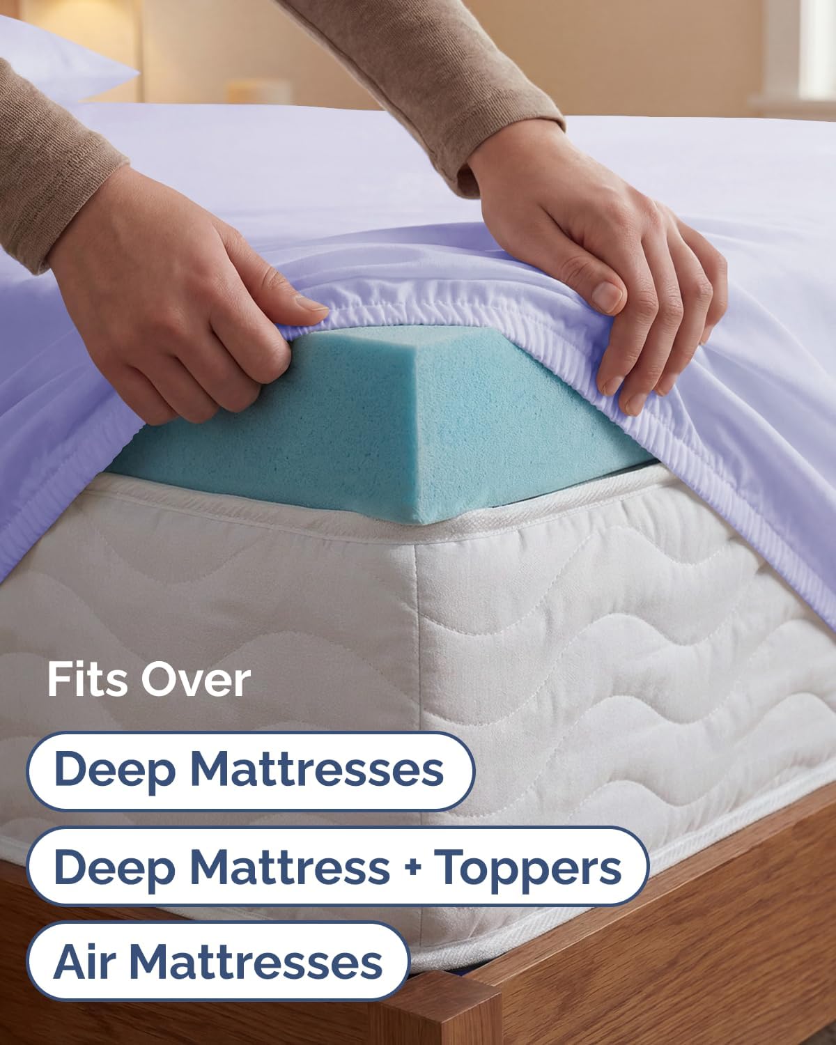 Skiennix Extra Deep Twin XL Sheet Set - 4-Piece Breathable Cooling Bedding - Soft, Wrinkle-Free Lavender