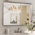 LOAAO Brushed Nickel Bathroom Mirror - 40x30 Inch Rounded Rectangle Design | Anti-Rust & Shatter-Proof