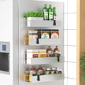 HuggieGems Magnetic Spice Rack Organizer - 4 Pack for Refrigerator & Oven | Silver Storage Solution