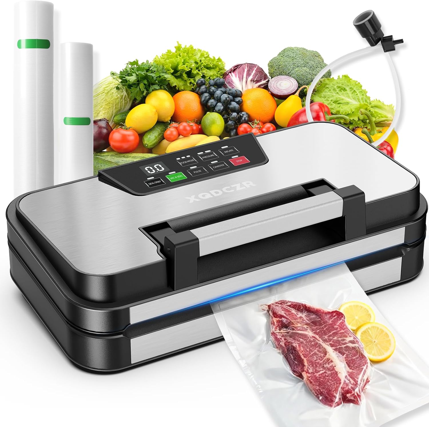Vacuum Sealer Machine - 95kPa Powerful Double Pump | 10-in-1 Food Sealing System with Built-in Cutter & Storage