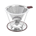 HAPYHOOM Pour Over Coffee Dripper Stainless Steel Coffee Filter Metal Cone Filter Paperless Reusable Single Cup Maker 1-2 Cup With Non-slip and Removable Cup Stand