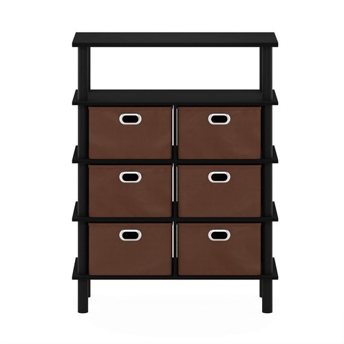 FURINNO Frans Turn-N-Tube Console Table, Black Oak/Black/Brown