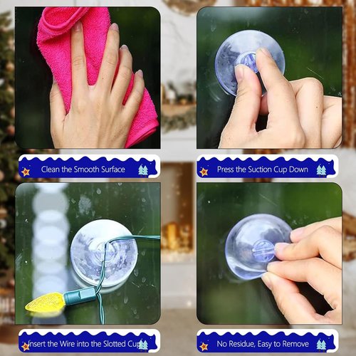 AccEncyc Christmas Light String Suction Cup Holders - 50Pcs for Easy Seasonal Decor Installation