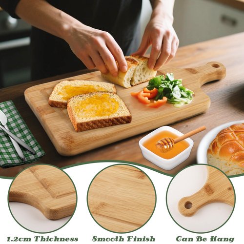6 Sets Baby Shower Prizes for Game Winners, 37Pcs Include Bamboo Cheese Board Spoon Honey Stick Dipper Oven Mitts Towel Eucalyptus Stems Thank You Card and PVC Gift Bags Wedding Bridal Shower Favors