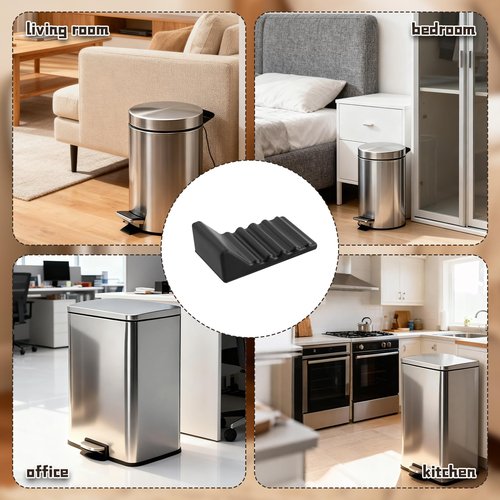 JTJEI 4Pcs Trash Can Wall Protector and Stop Moving Backward, Silicone Bumper Guards Accessories for Square & Round Garbage Bins, No-Drill Trash Can Bumper for Kitchen and Office Floor & Wall (Black)
