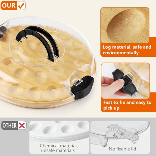 Deviled Egg Containers by [Brand Name] - Portable 24-Slot Platter Tray with Lid | Ideal for Easter, Parties & Picnics