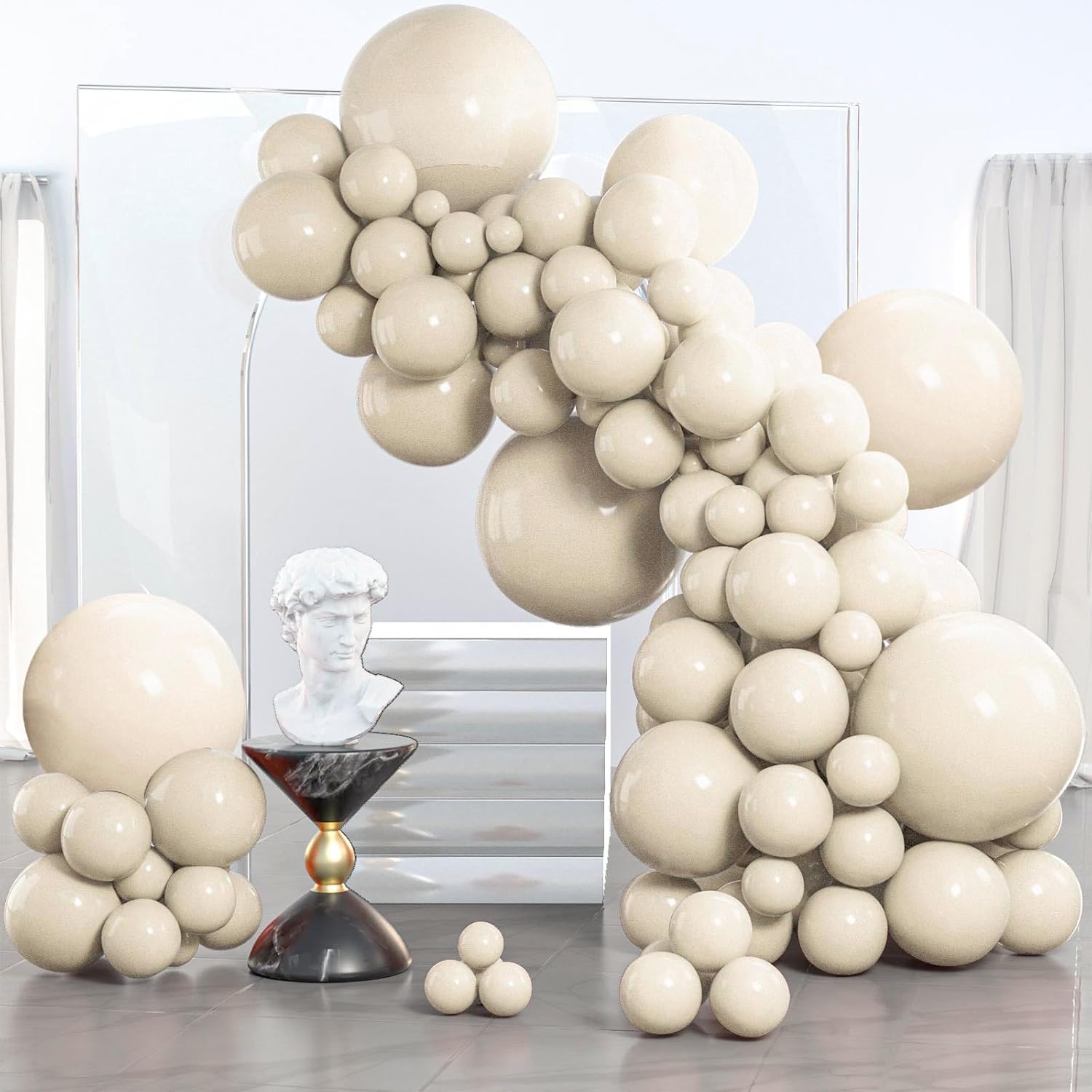 PartyWoo White Balloons - 140-Piece Arch Kit with 18", 12", 10", & 5" Sizes for Weddings & Events