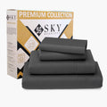 SKY BEDDINGS 100% Cotton Full Sheets - 400 Thread Count Sateen Weave, Cooling, Hotel Luxury 4 Piece Full Size Bed Sheets Set with 15" Deep Pockets, Breathable Cotton Full Size Sheets - Light Grey