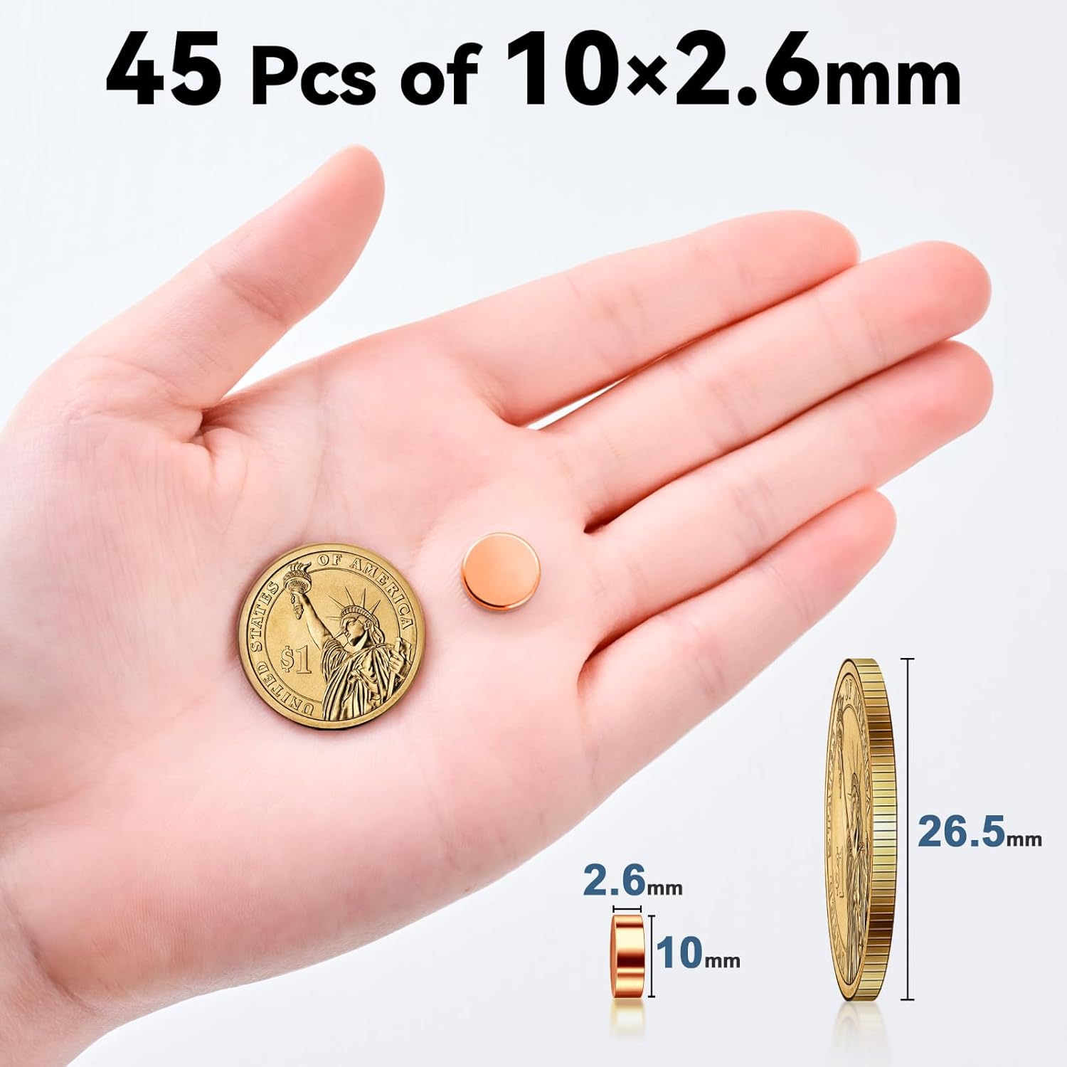 SMARTAKE 45 Pcs Neodymium Refrigerator Magnets - Small Round Multi-Use Magnets for Home, Office & School | Rose Gold