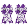 Threetols 2pcs Pancreatic Cancer Awareness Wreath Bows, Alzheimer's Disease Awareness Bows for Wreath Purple Bows for Front Door, Purple Tree Bows for Pancreatic Cancer Survivor Party Supply