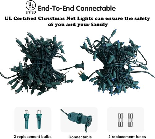 HISHINY LED Blue Christmas Net Lights - 100 LED Connectable Outdoor & Indoor Decorations | 5ft x 5ft