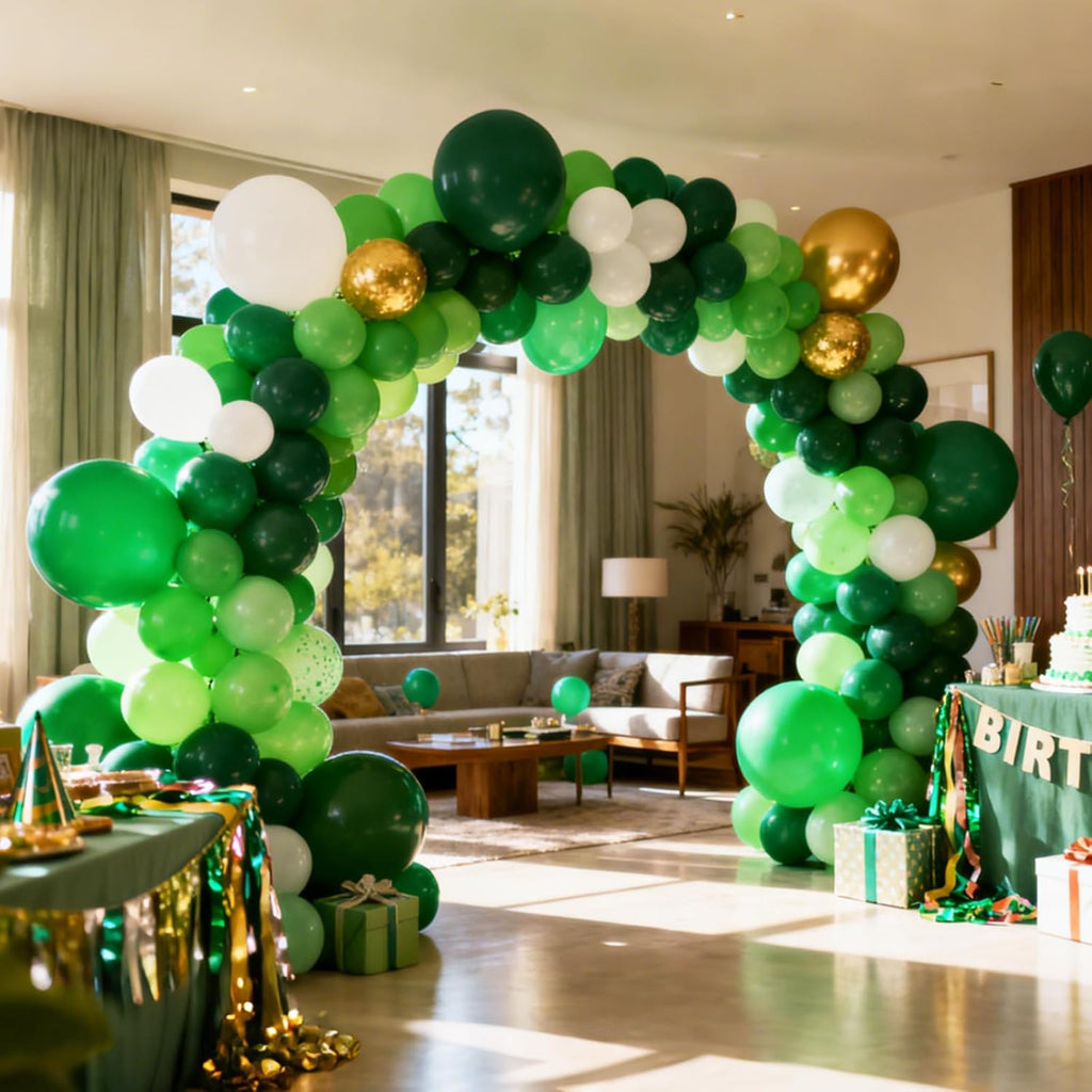 RUBFAC Green Latex Balloons - 129pcs in Various Sizes for Christmas & Party Decorations | 5-18 Inch