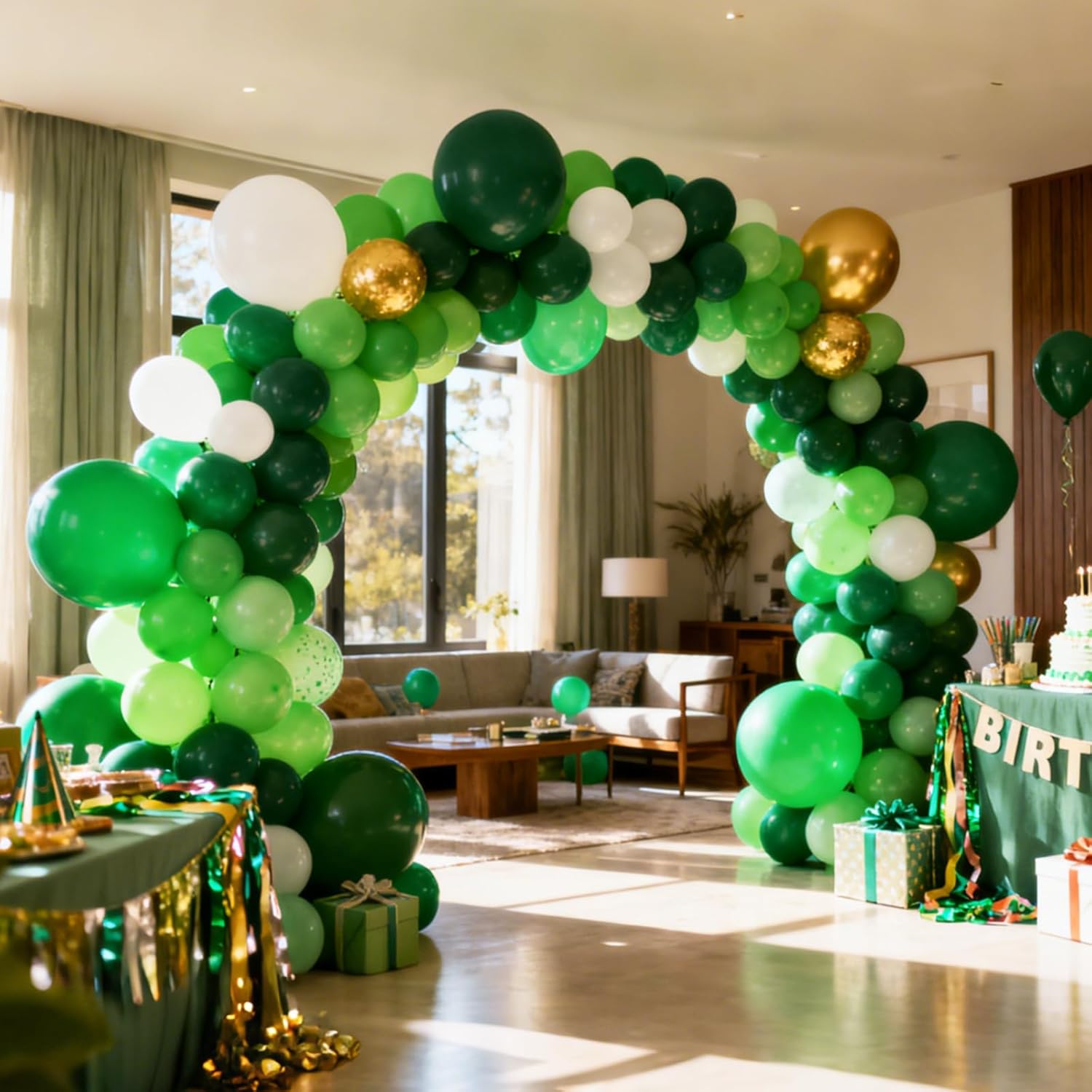 RUBFAC Green Latex Balloons - 129pcs in Various Sizes for Christmas & Party Decorations | 5-18 Inch