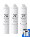 Waterdrop 𝐖𝐃-𝐓𝟑-𝐑𝐂 Replacement Filter 1-Year Combo, Pack of 2 CF Filters and 1 CB Filter, Replacement for 𝐖𝐃-𝐓𝟑-𝐂 Tankless Reverse Osmosis Water Filter System (𝟐*𝐂𝐅 + 𝟏*𝐂𝐁)