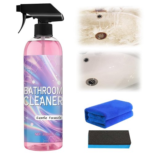 Diinou Bathroom Descaler Foam Cleaner, 10 Fl Oz Powerful Pink Bathroom Cleaner Spray,Bathrooms Descaler Foam Cleaners, Stubborn Stains Cleaner for Sink Tub Floor Tile (1set/300ml)