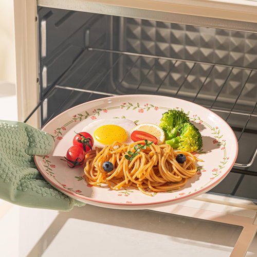 FANGJING 16-Piece Dinnerware Set for 4, Ceramic Plates and Bowls Sets, Microwave & Dishwasher Safe Dish Sets for Daily Use & Gifting, with Spring Peach Blossom Pattern