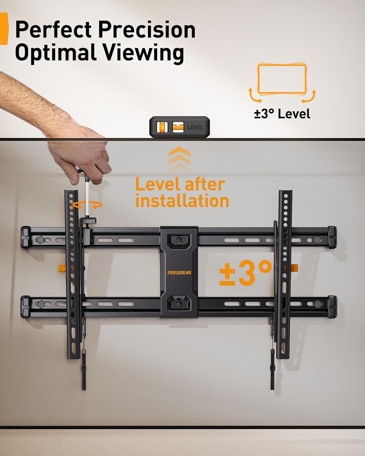 Perlegear Full Motion TV Wall Mount - Fits 42-85 Inch TVs Up to 132 lbs | Tilting Design with Leveling Adjustment