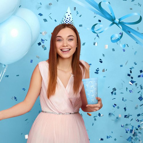 Pickmesh 12 Pcs 24 oz Blue Bow Plastic Cups with Lid and Straw Gift Coquette Bow Birthday Decorations Reusable Party Cups Tumbler Water Bottle Gift for Wedding Bridal Engagement Baby Shower