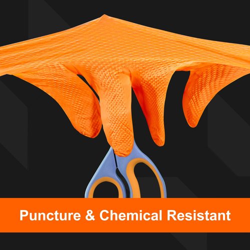 GLOVEWORKS 8 Mil Orange Nitrile Disposable Gloves Heavy Duty Industrial RDT for Mechanic and Automotive, Large 2 Boxes of 100