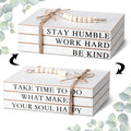 3 Piece Decorative Books Set White Home Decor Coffee Table Decor Rustic Stacked Decorative Books Stacked for Home Coffee Tables Shelves Stack Farmhouse(Retro Style)