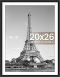 Upsimples 20x26 Picture Frame - Display 18x24 Photos with Mat or 20x26 Without | Black, 1 Pack
