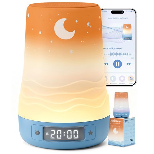 Mewaii White Noise Sound Machine Baby & Adult with Night Light | AI Cry Detection, App Remote Control, 100 Soothing Sounds, Sleep Routine Builder, 360° RGB Kids Nursery Baby Essentials Shower Gift