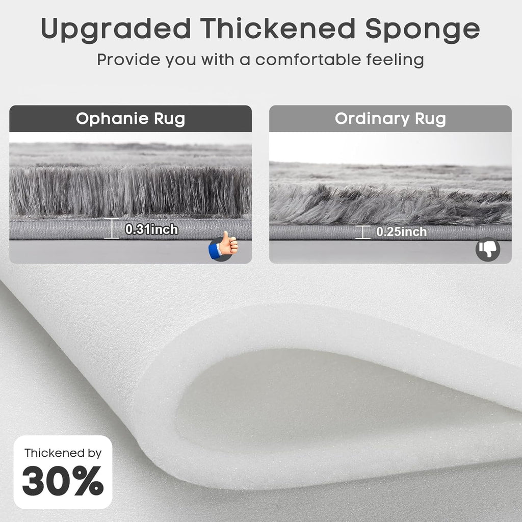 Ophanie Tie-Dyed Grey & White Area Rug - Large 8x10 Soft Shag Carpet for Living Room & Nursery Decor