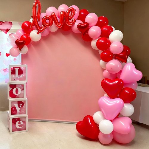 60pcs Red and Pink Balloons, Red Pink Heart Latex Balloons, Matte White Balloon Love Shaped Foil Balloon For Valentine's Day Birthday Baby Shower Party Wedding Bridal Shower Engagement Decorations