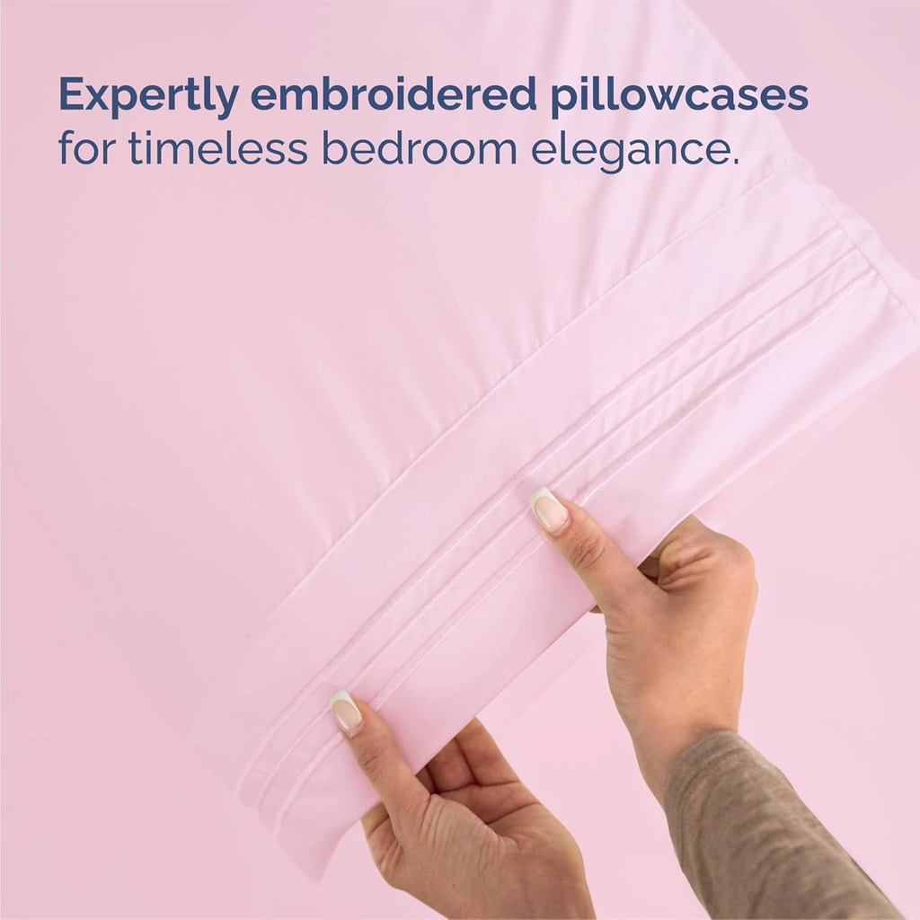 Queen Size Sheet Set by [Brand Name] - Comfy, Breathable & Cooling Luxury Bedding - Deep Pockets, Soft & Wrinkle-Free - Light Pink