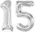 Number 15 Balloon by Silver | 40-Inch Silver Birthday Decoration for 15th Birthday Party