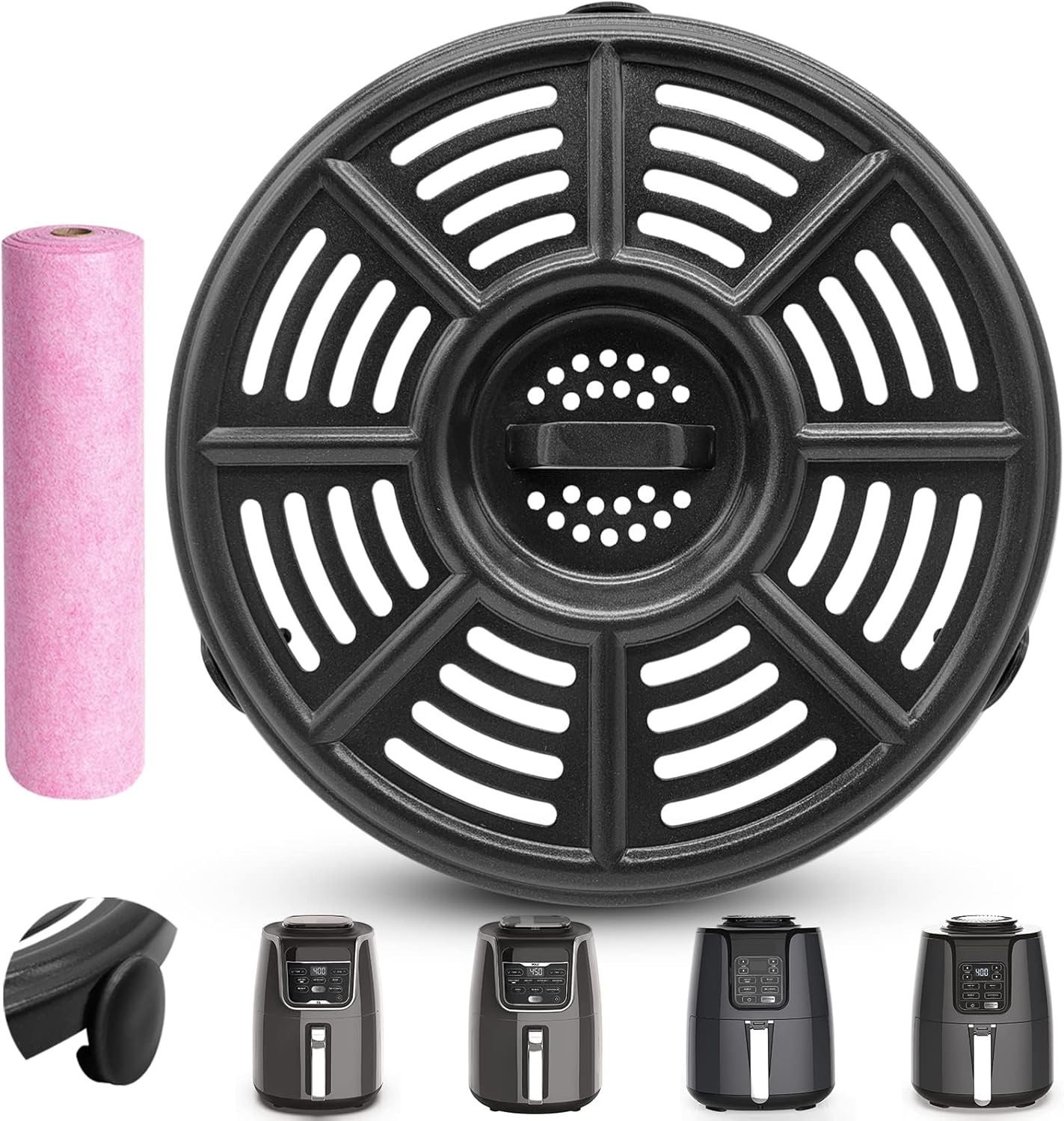 Ninja Air Fryer Accessories - 8.2'' Round Food Grade Grill Pan & Crisper Plate | Dishwasher Safe