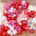 PityBlns Valentine's Day Balloon Arch Kit -345Pcs Rose Petals Valentines Foil Balloon Heart Red Pink Hot Pink Latex Balloons Garland Kit for Valentines Day Galentines Day Anniversary Party Decorations