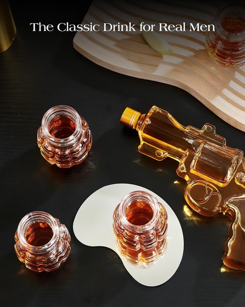 Kollea Grenade Shaped Shot Glass Set, Funny Shot Cups with Heavy Base for Whiskey, Tequila, Vodka, Liquor, 21st Birthday Gifts for Men Dad, Military Men Cave Decor, 3.7 Oz Bartender, 4 Pcs, Christmas
