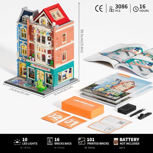 Lumibricks Building Bricks Set - City Town Modular Dollhouse with LED Light Display | 3086 Pcs Construction Kit for Adults & Teens