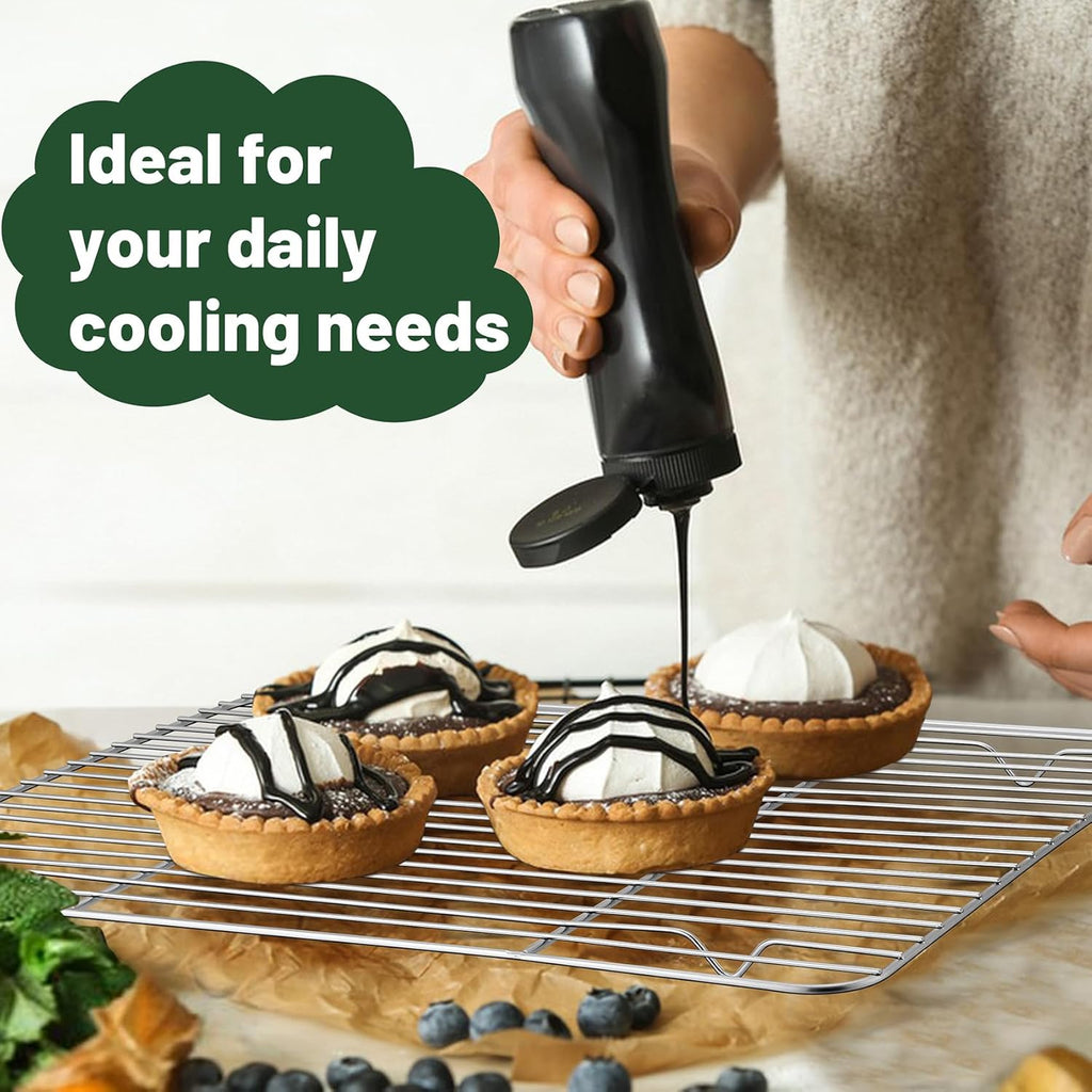TeamFar Stainless Steel Cooling Rack - Heavy-Duty Baking Rack for Cooking & Grilling | 15.3” x 11.1” | Oven & Dishwasher Safe, Non-Toxic (2PCS)