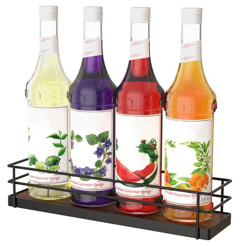 Alyoen Coffee Syrup Rack Organizer, Syrup Holder Stand for Coffee Bar, 4 Bottles Small Coffee Bar Organizer Shelf, Coffee Station Organizer for Countertop Wine, Liquor