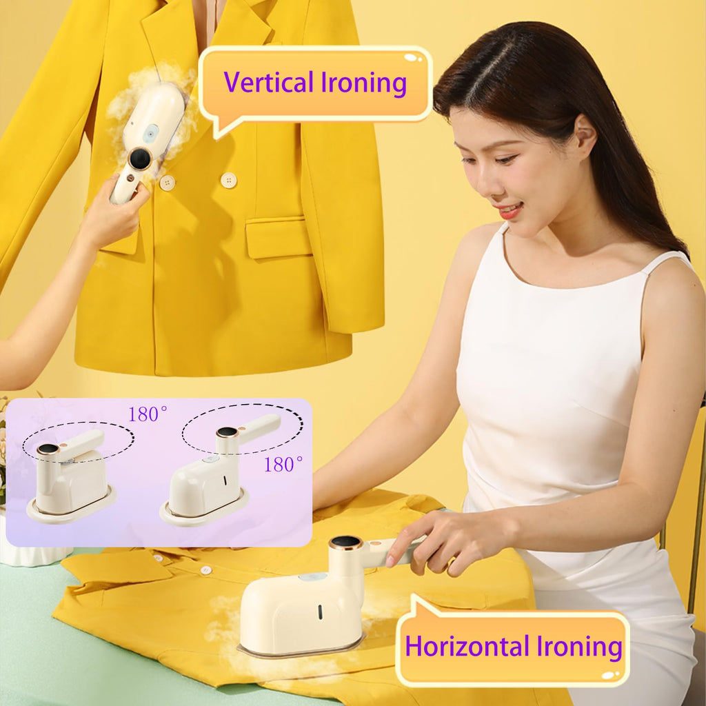 Travel Steamer Iron, 1000W Portable Mini Steam Iron, 100ml Foldable Wet Dry Dual-Purpose Hanging Ironing Machine, Essential Steamer for Home, Travel & University Dormitory (Purple)