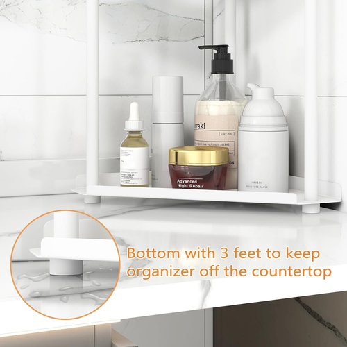 Jesginboo 2-Tier Bathroom Counter Organizer - Stylish Vanity Shelf for Skincare & Makeup | White
