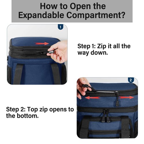 TENKIST Expandable Tactical Lunch Box, Large Insulated Lunch Cooler Bag Heavy Duty Leakproof Lunch Pail for Men Adults Work Office Outdoor Picnic Trips,16L,Blue