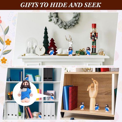 Bememo Mini Jesus Figurines - 25 Pcs Original Design Rubber Figures for Religious Gifts & Easter Egg Filling | Blue