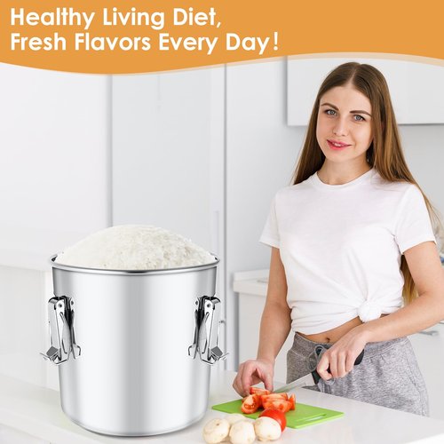 Yoziyaxo Stainless Steel Containers with Lids,20 lbs Large Capacity Food Storage Containers for Rice Flour Sugar Grain Coffee Bean,Airtight Canister for Kitchen & Pantry Organization