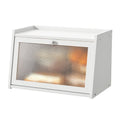 Wieghda Large Farmhouse Bread Box with Window -White Natural Wood Bread Storage Container for Kitchen Countertop