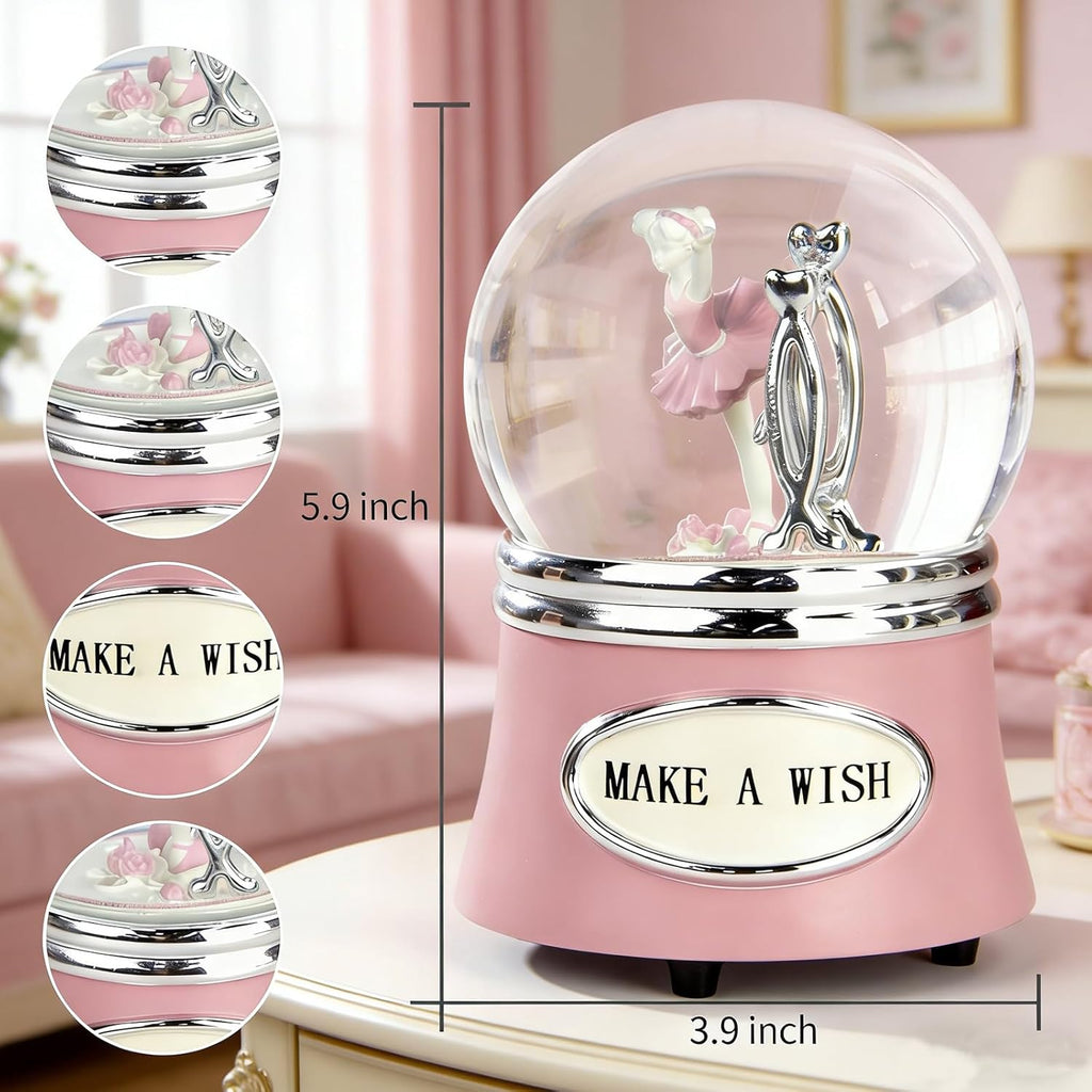 Skiennix Ballerina Snow Globe - Rotating Musical Dance Box | 100MM Water Globe Plays Fur Elise