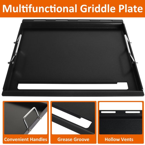 Full-Size Griddle Inserts with Handles for Weber Spirit 200 Spirit II 200 Series Grills Flat Top Cooking Pan Replacement Part for Weber Spirit I & II E-210 E-220 S-210 S-220 Series