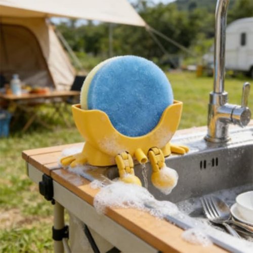 Cute Hanging Sponge Holder with Drainage, 3D Printed Sponge Holder, For Scrub Daddy Holder, Funny Sponge Stand for Kitchen Sink, Keeps Your Sponge Dry & Smiling, No sponge ﻿ (Black)