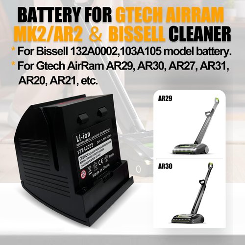 BooNer Replacement Battery for Gtech AirRam MK2 Vacuum Cleaner, Compatible with Gtech AirRam Cleaner Models AR29, AR30, AR27, AR31, 1984, Replacement for 132A0002, 103A105,etc