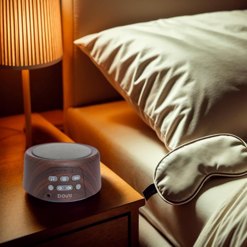 White Noise Machine - Soothing Sleep Sound Therapy with Timer & Memory Function | Brown Wood Grain Design